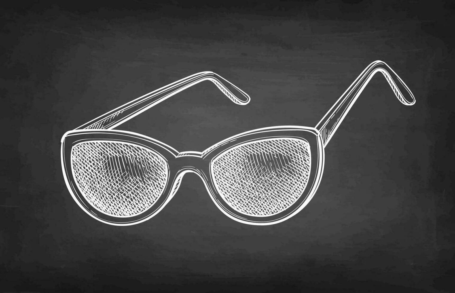 Sunglasses. Chalk sketch on blackboard background. Hand drawn vector illustration. Retro style.