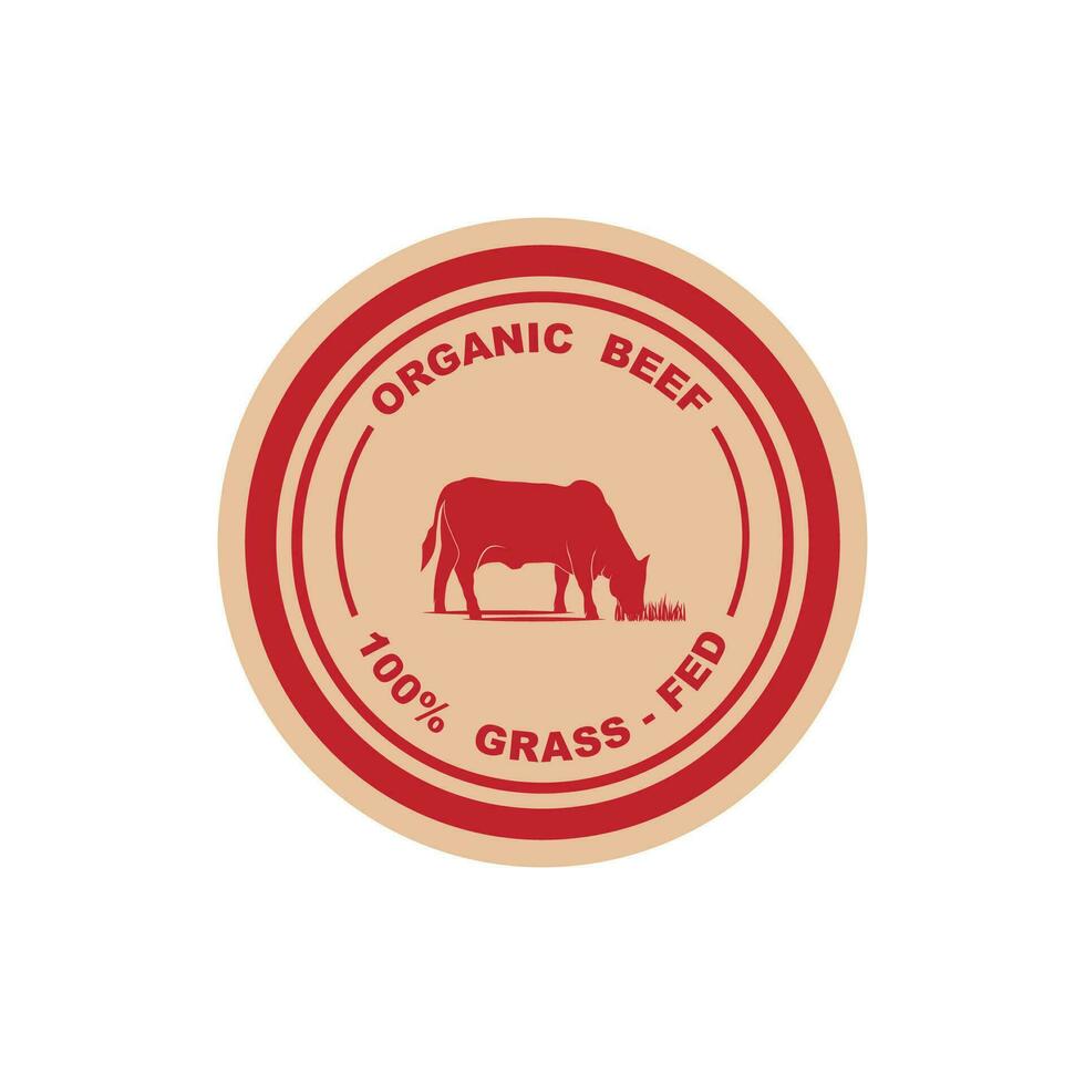 retro vintage granja ganado angus ganado carne emblema etiqueta logotipo diseño vector