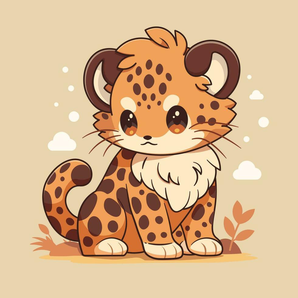 linda bebé leopardo dibujos animados vector