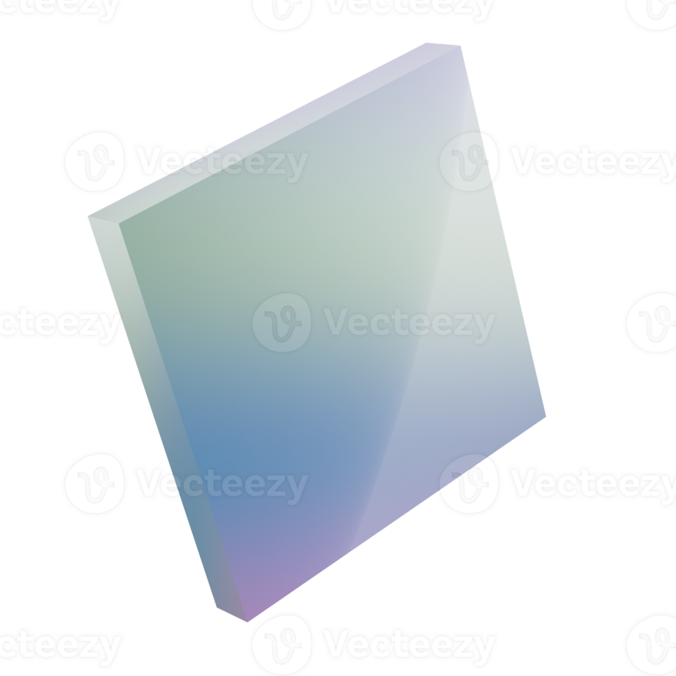 3d metal rectangle abstract geometric shape podium. Realistic glossy gradient luxury template decorative design illustration. Minimalist bright rectangle mockup isolated transparent png