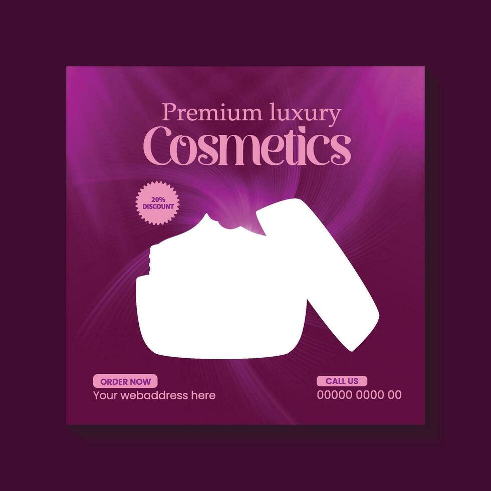 Cosmetics beauty product promotional sale banner social media post template for discount vector