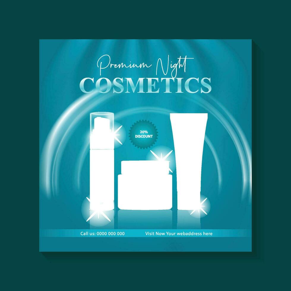 Cosmetics beauty product promotional sale banner social media post template for discount vector