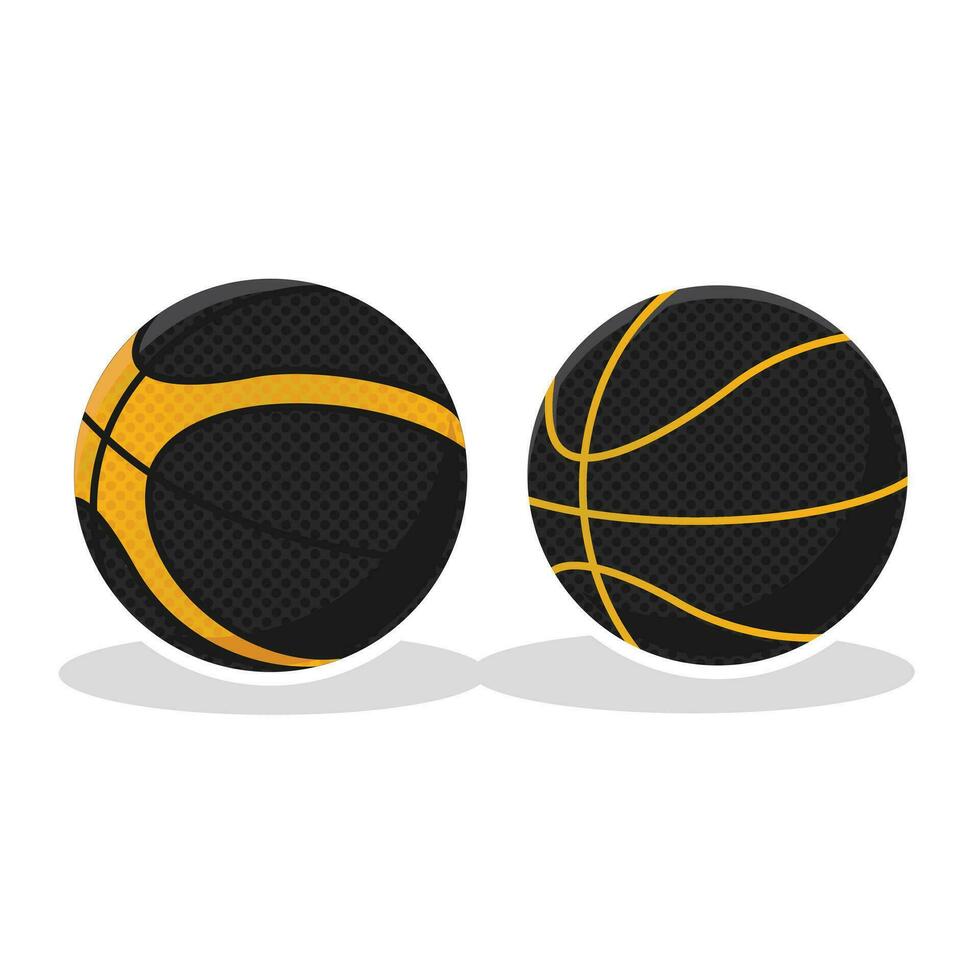 Golden Black Basketball ball cartoon with different shape model flat art design illustration set template free editable vector