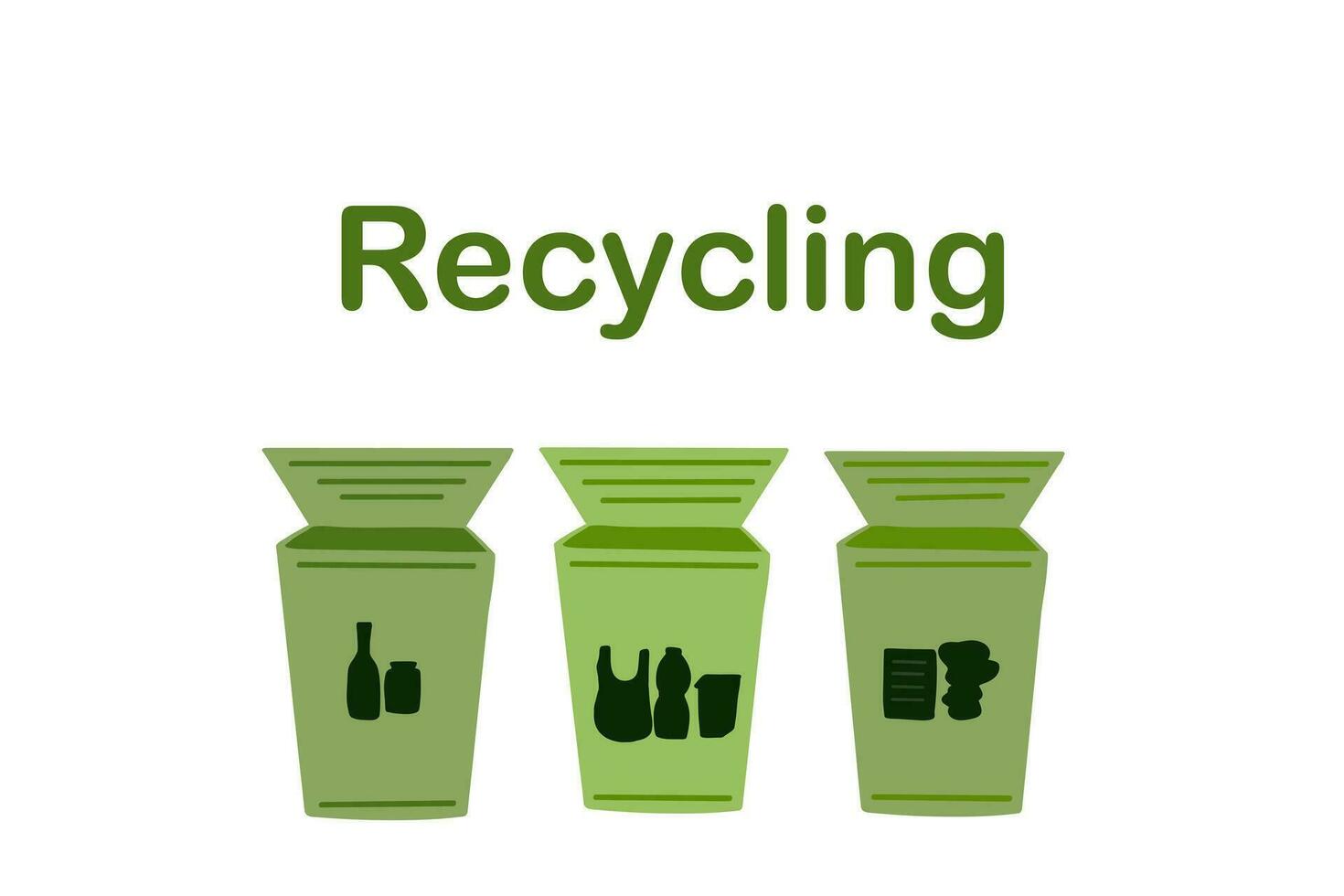 Recycling bins for plastic paper and glass vector