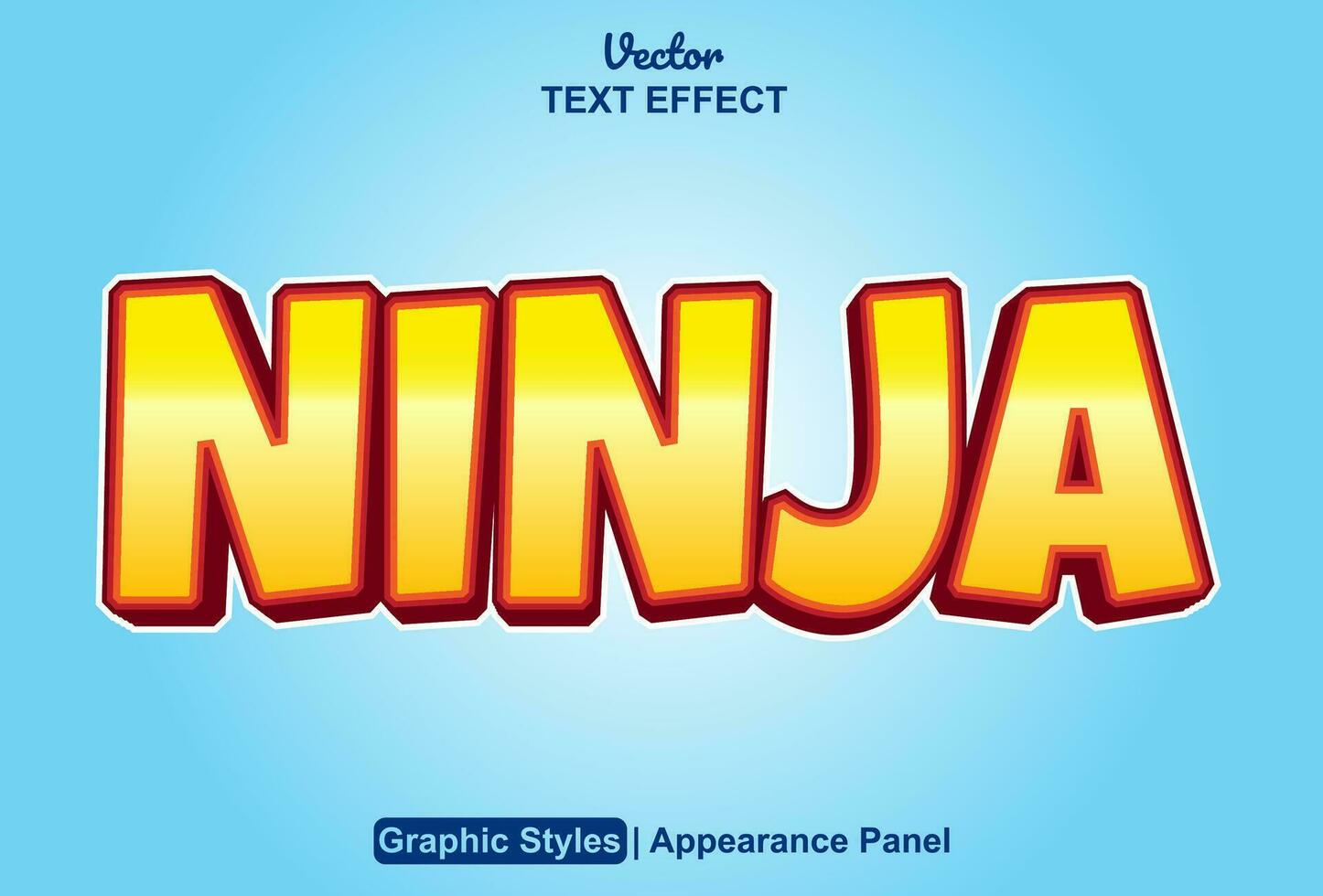 ninja text effect with orange color graphic style and editable. vector