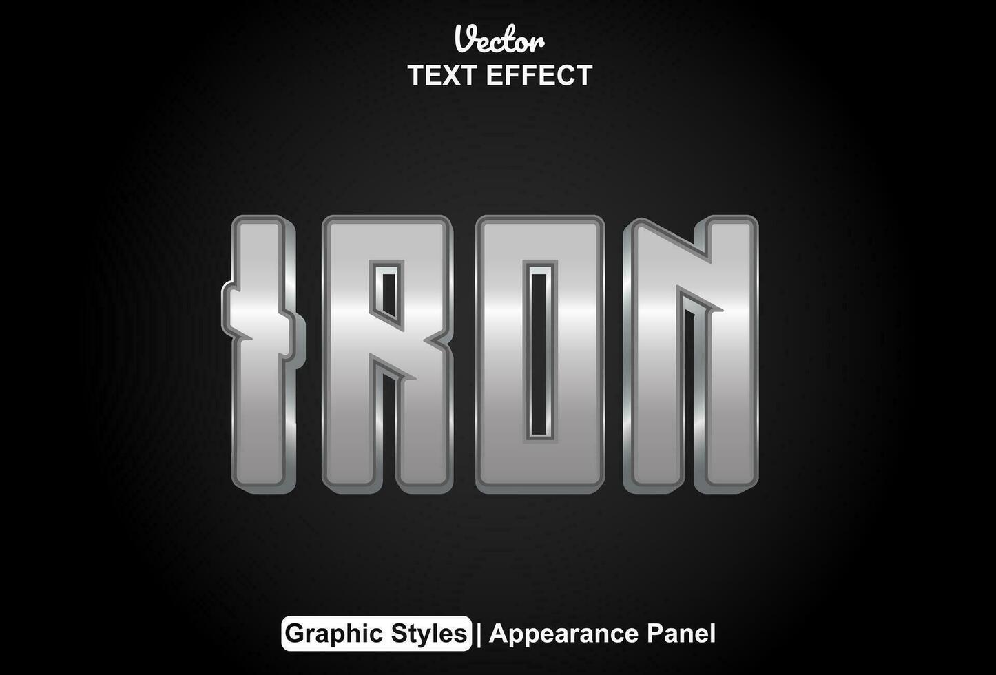 iron text effect with silver color graphic style and editable. vector