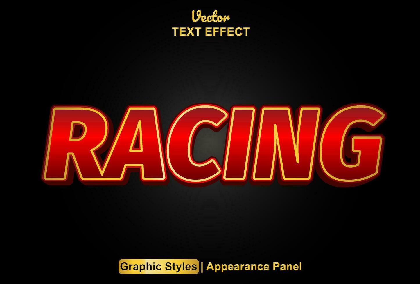 racing text effect with red graphic style and editable. vector