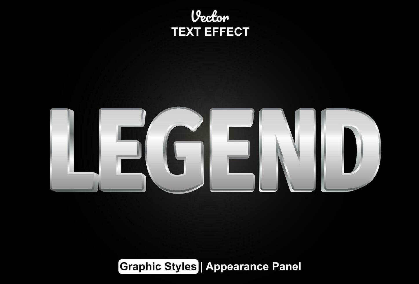 legend text effect with silver color graphic style and editable. vector