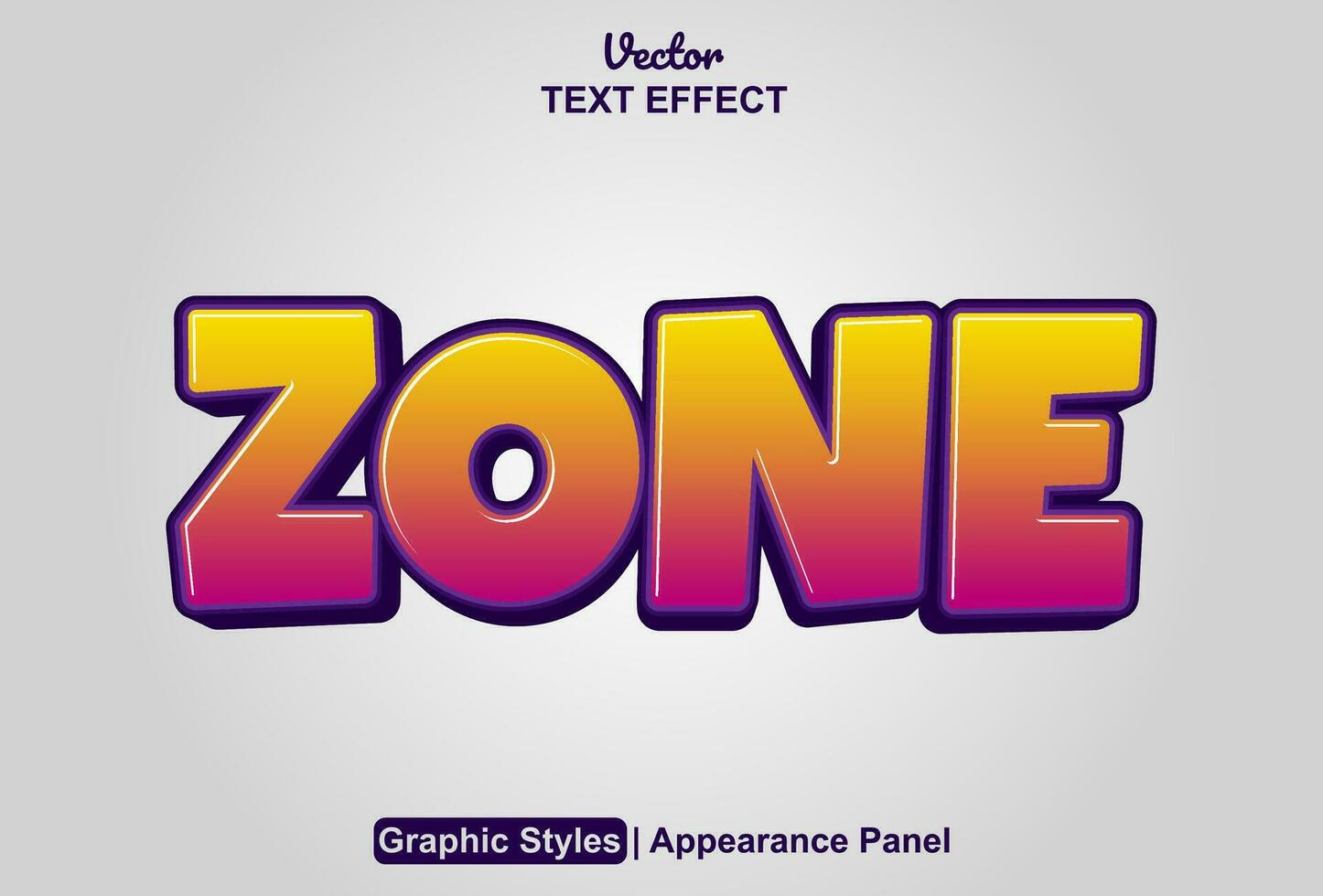 zone text effect with orange graphic style and editable. vector