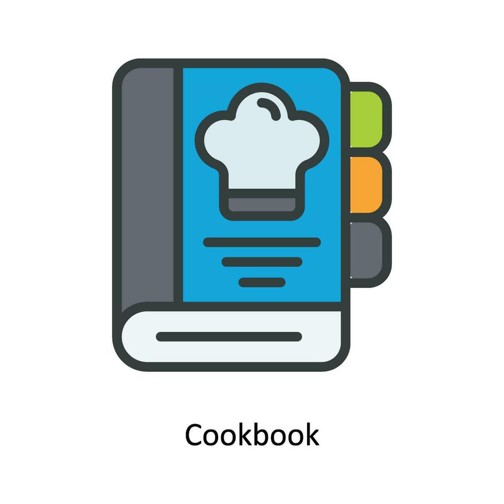 Cookbook Vector  Fill outline Icon Design illustration. Kitchen and home  Symbol on White background EPS 10 File