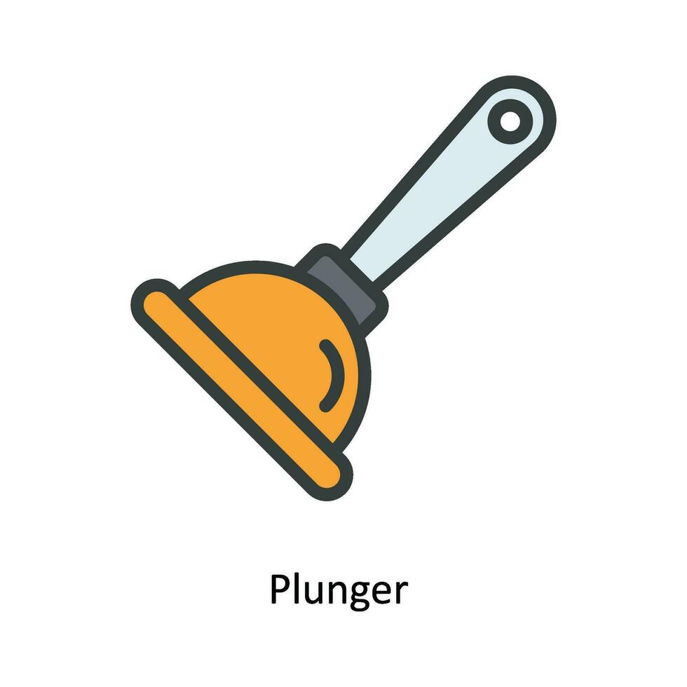 Plunger  Vector  Fill outline Icon Design illustration. Kitchen and home  Symbol on White background EPS 10 File