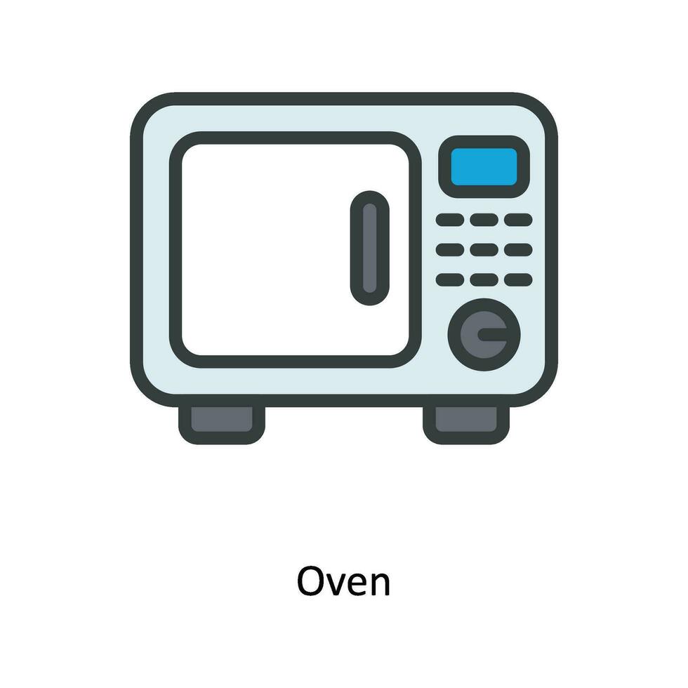 horno vector llenar contorno icono diseño ilustración. cocina y hogar símbolo en blanco antecedentes eps 10 archivo