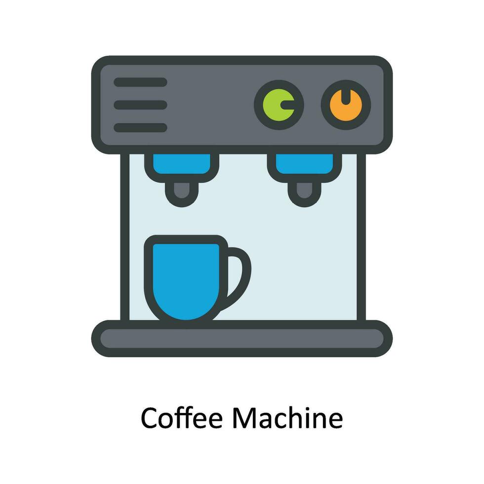 Coffee Machine Vector  Fill outline Icon Design illustration. Kitchen and home  Symbol on White background EPS 10 File