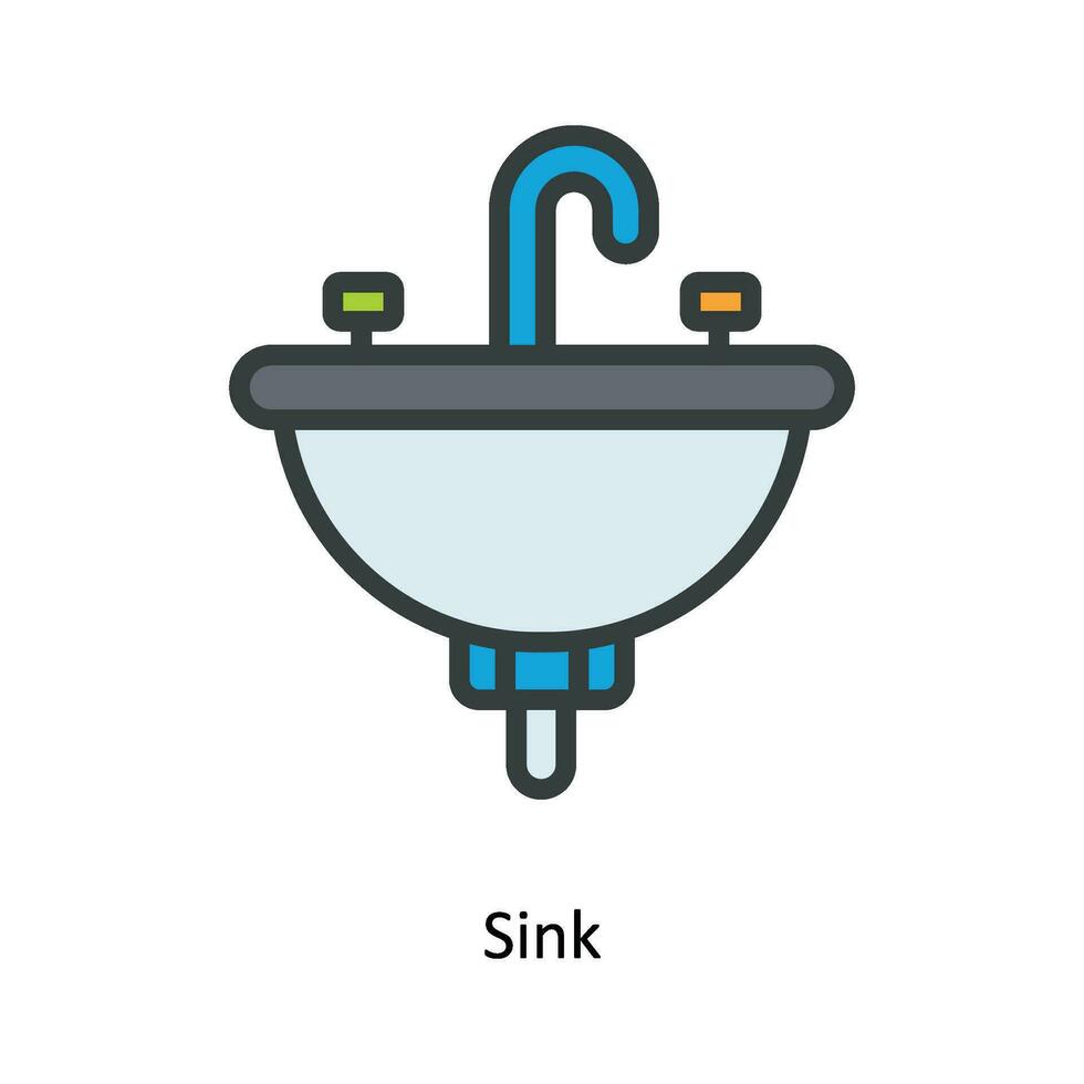 lavabo vector llenar contorno icono diseño ilustración. cocina y hogar símbolo en blanco antecedentes eps 10 archivo