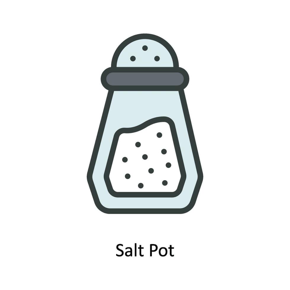 Salt Pot Vector  Fill outline Icon Design illustration. Kitchen and home  Symbol on White background EPS 10 File