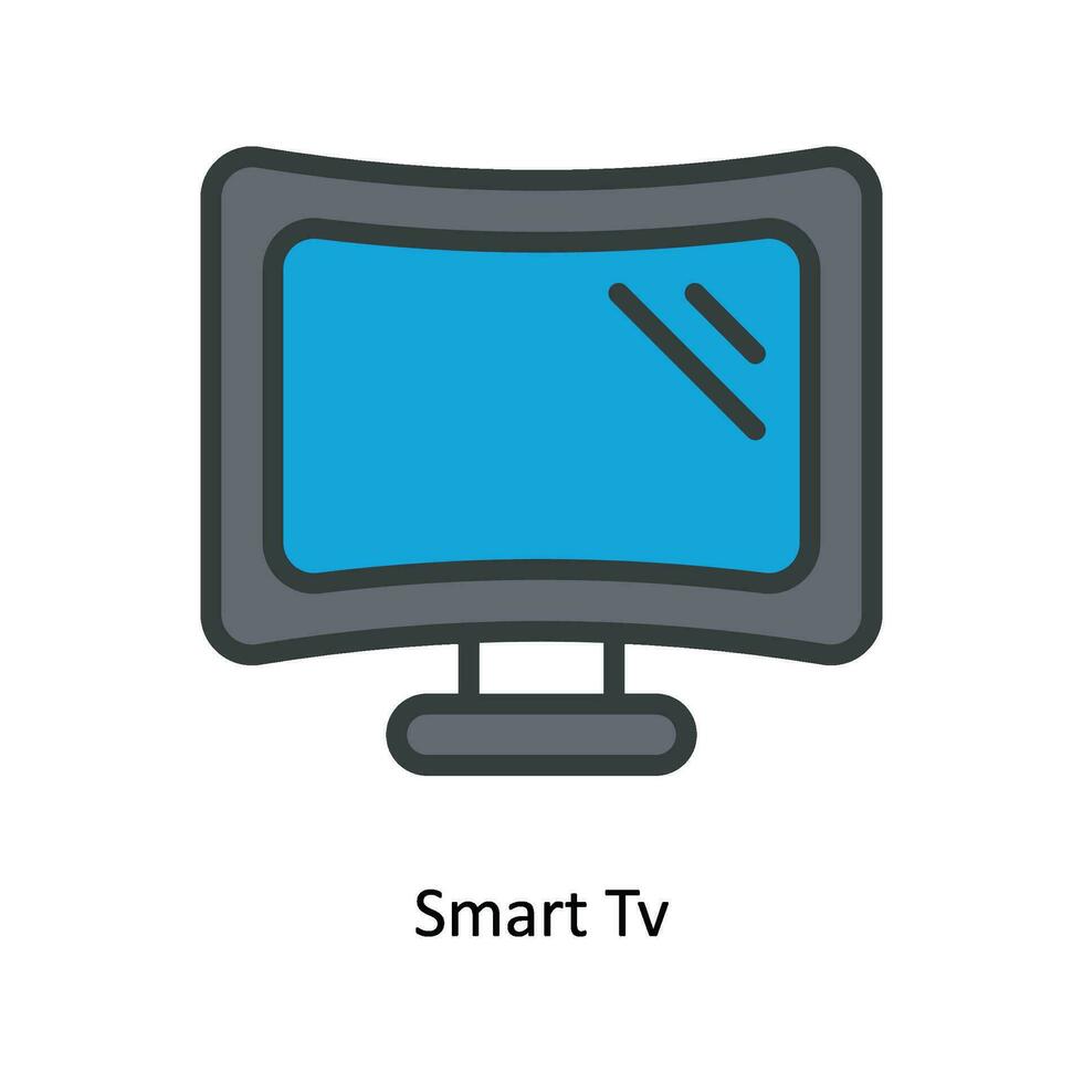 Smart Tv Vector  Fill outline Icon Design illustration. Kitchen and home  Symbol on White background EPS 10 File