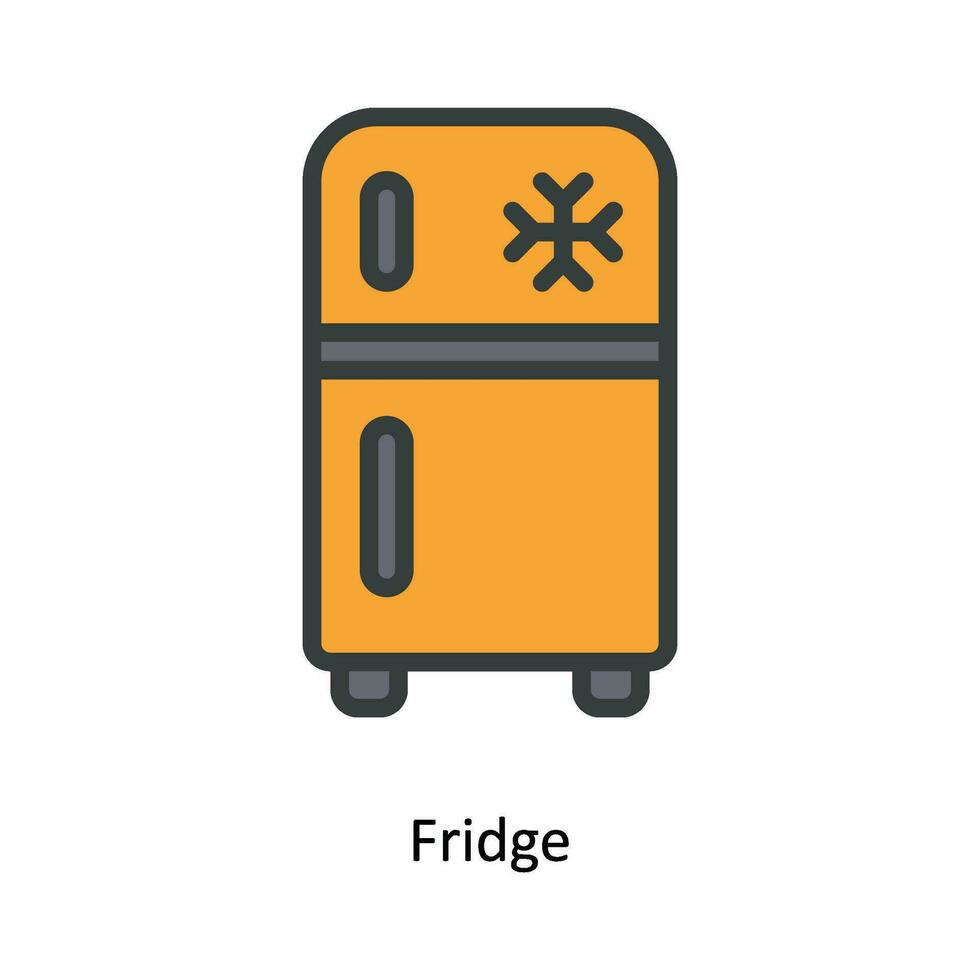 Fridge Vector  Fill outline Icon Design illustration. Kitchen and home  Symbol on White background EPS 10 File