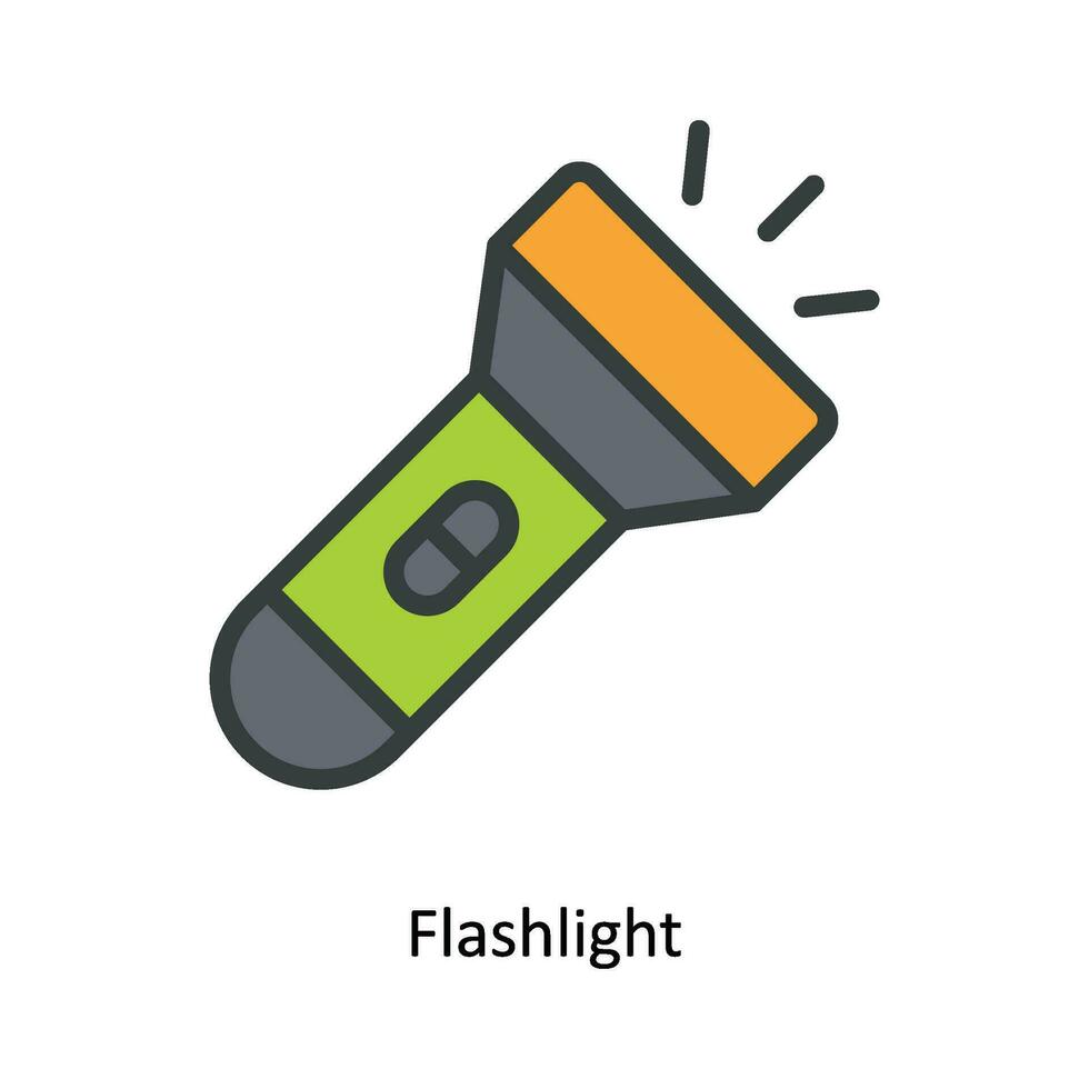 Flashlight Vector  Fill outline Icon Design illustration. Kitchen and home  Symbol on White background EPS 10 File