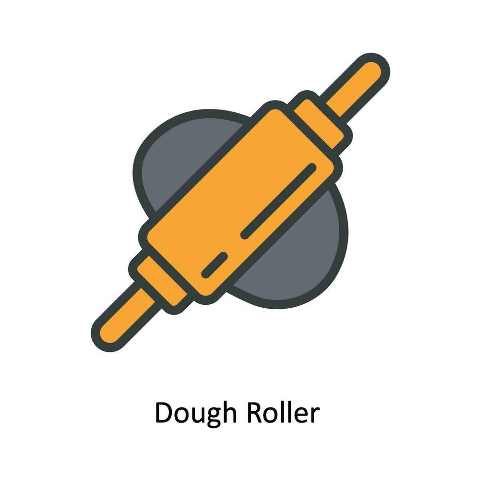 Dough Roller  Vector  Fill outline Icon Design illustration. Kitchen and home  Symbol on White background EPS 10 File