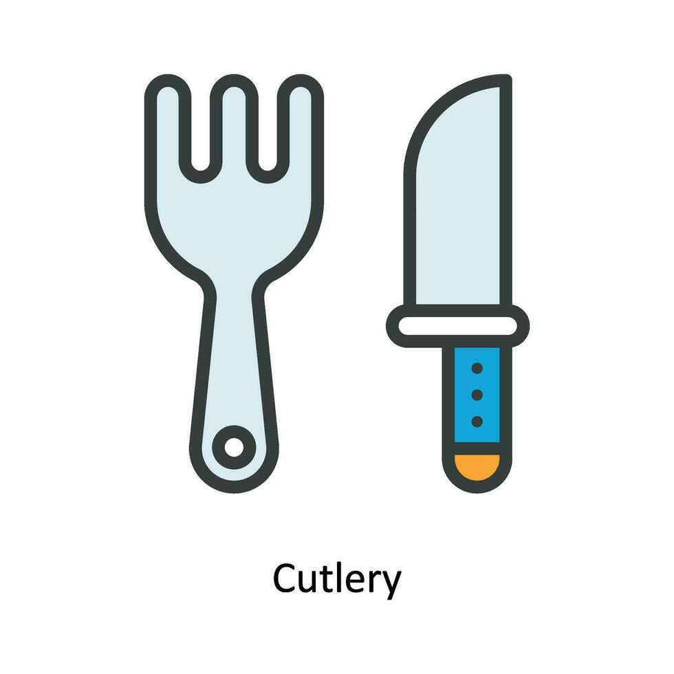 Cutlery Vector  Fill outline Icon Design illustration. Kitchen and home  Symbol on White background EPS 10 File