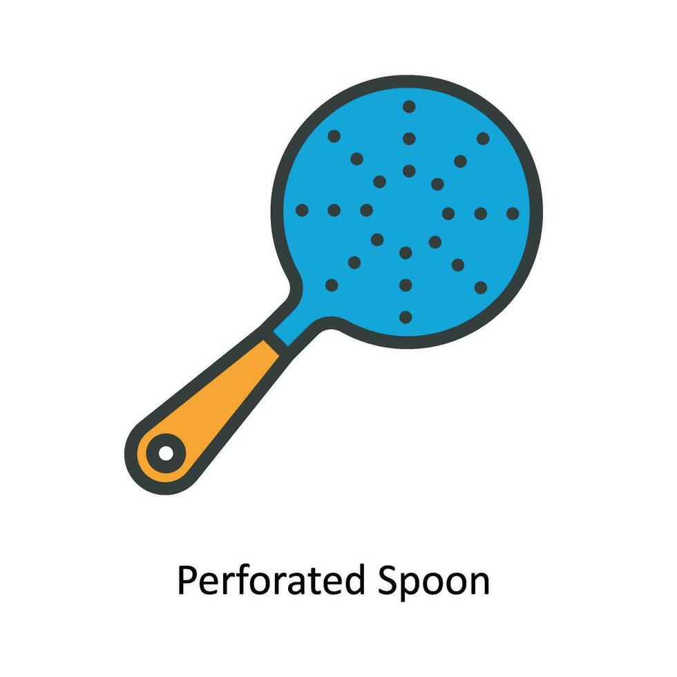 Perforated Spoon Vector  Fill outline Icon Design illustration. Kitchen and home  Symbol on White background EPS 10 File