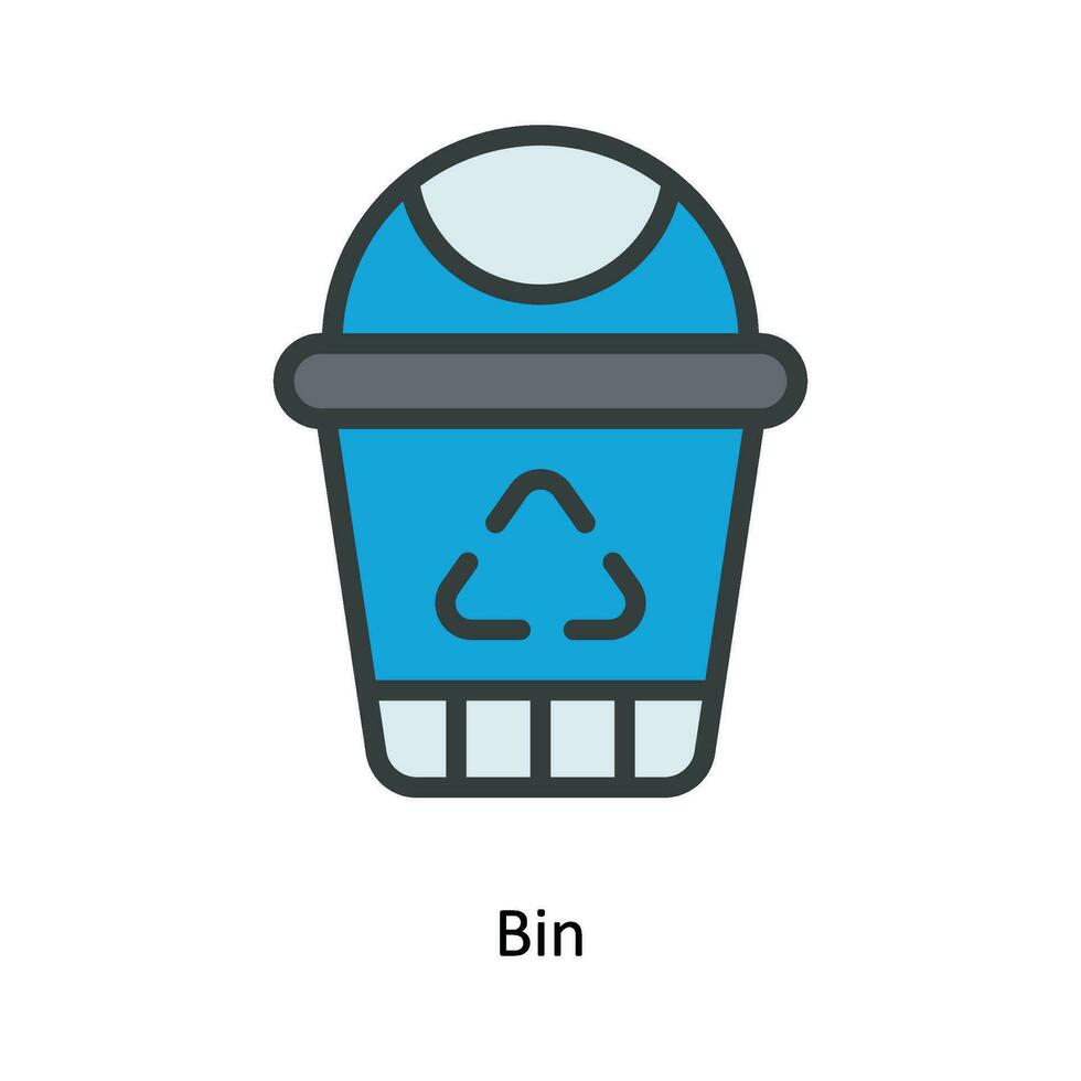 Bin Vector  Fill outline Icon Design illustration. Kitchen and home  Symbol on White background EPS 10 File