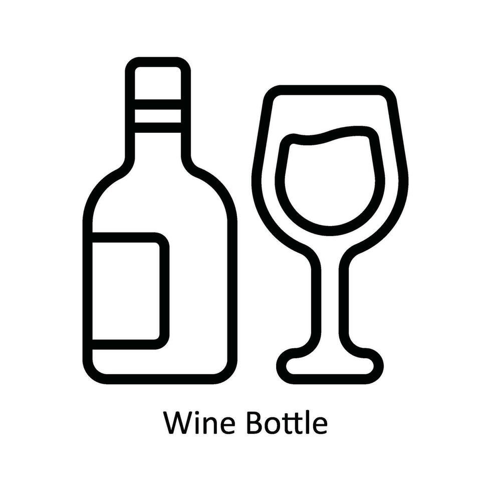 Wine Bottle Vector   outline Icon Design illustration. Kitchen and home  Symbol on White background EPS 10 File