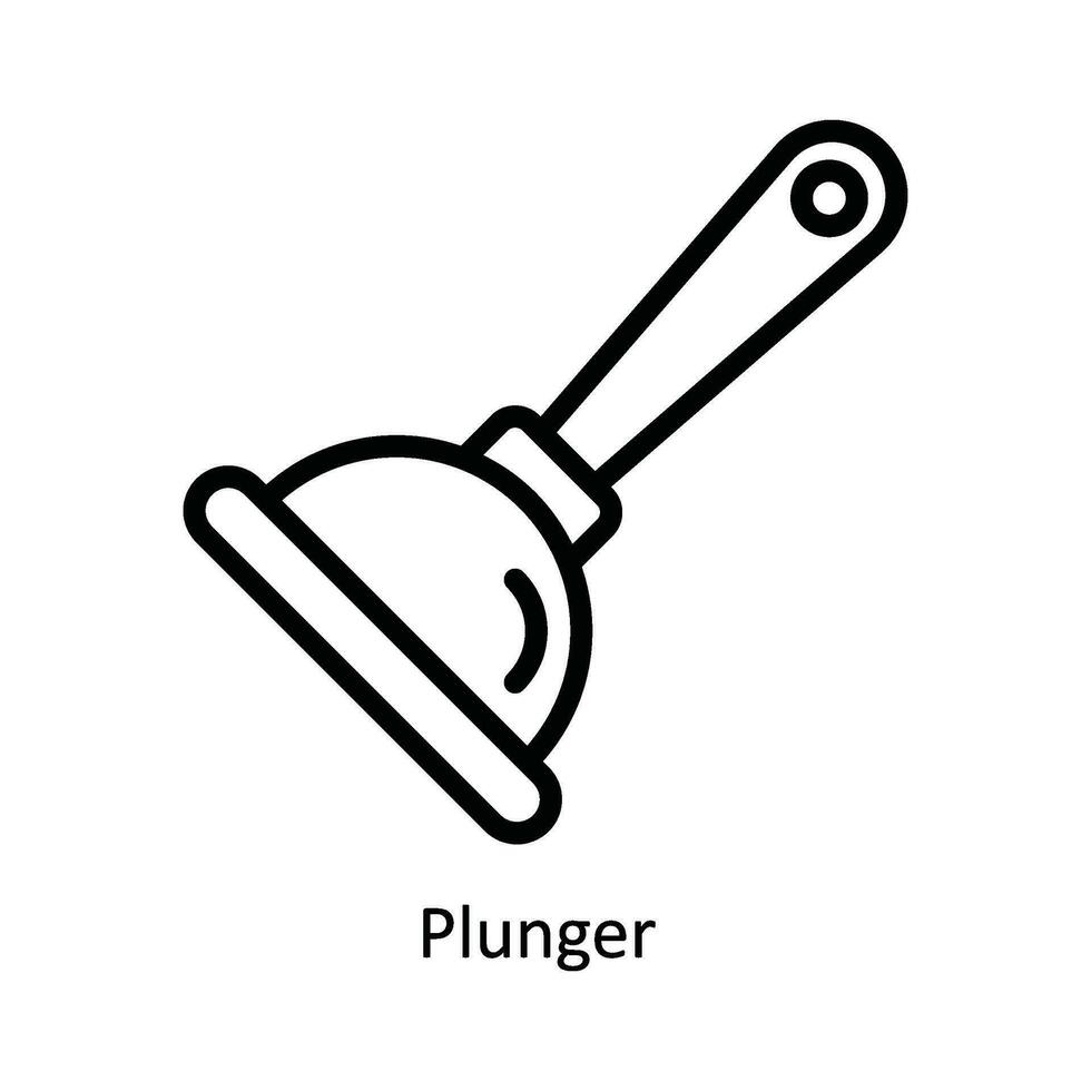 Plunger  Vector   outline Icon Design illustration. Kitchen and home  Symbol on White background EPS 10 File