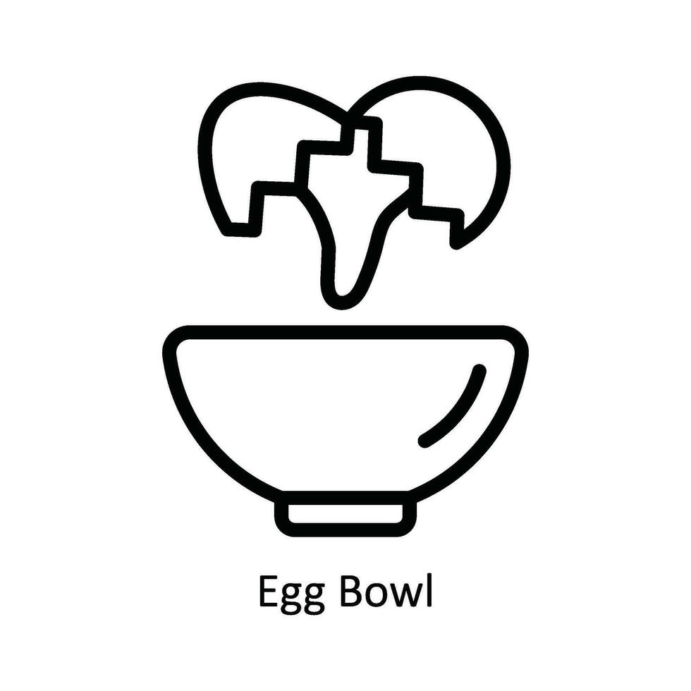 Egg Bowl Vector   outline Icon Design illustration. Kitchen and home  Symbol on White background EPS 10 File