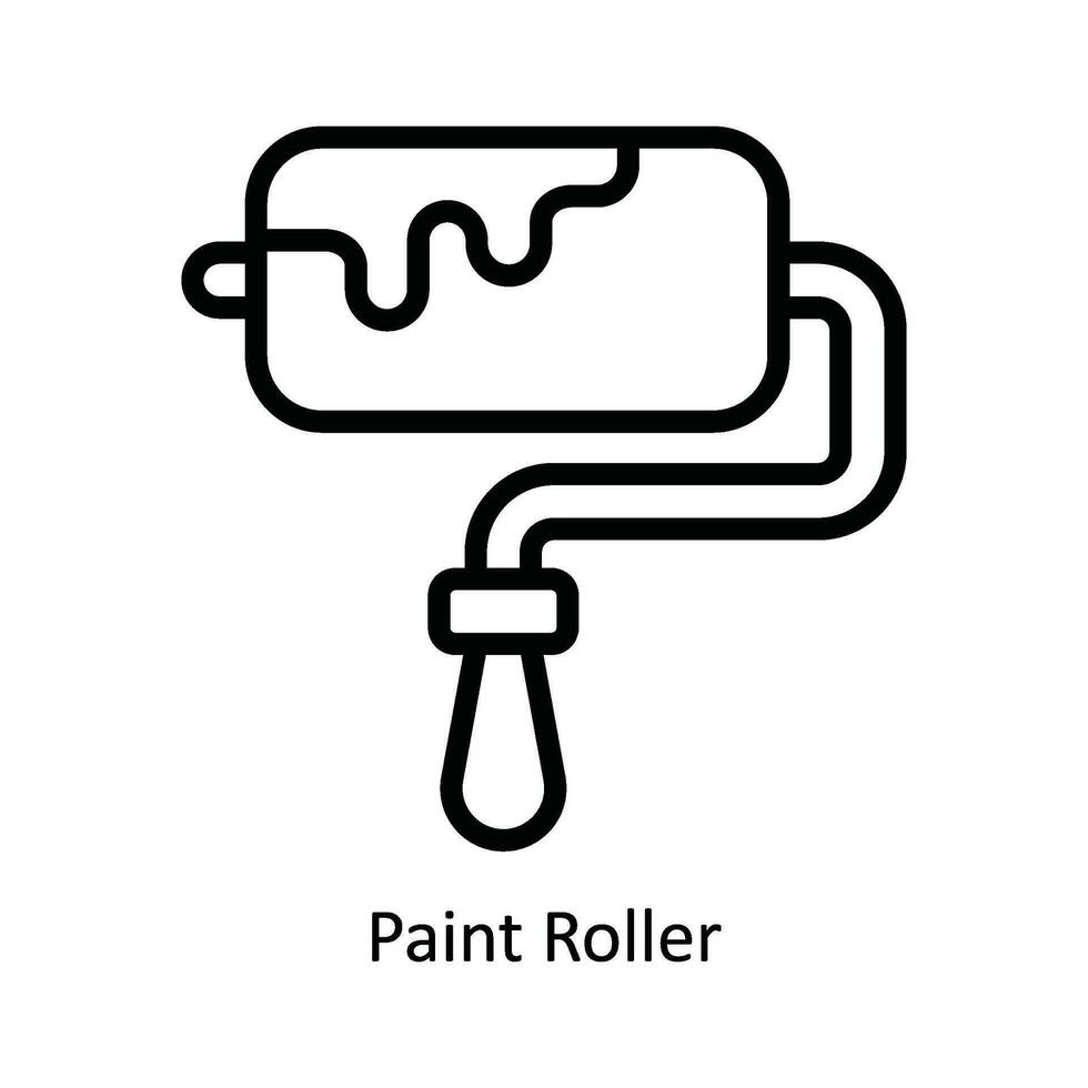 Paint Roller Vector   outline Icon Design illustration. Kitchen and home  Symbol on White background EPS 10 File