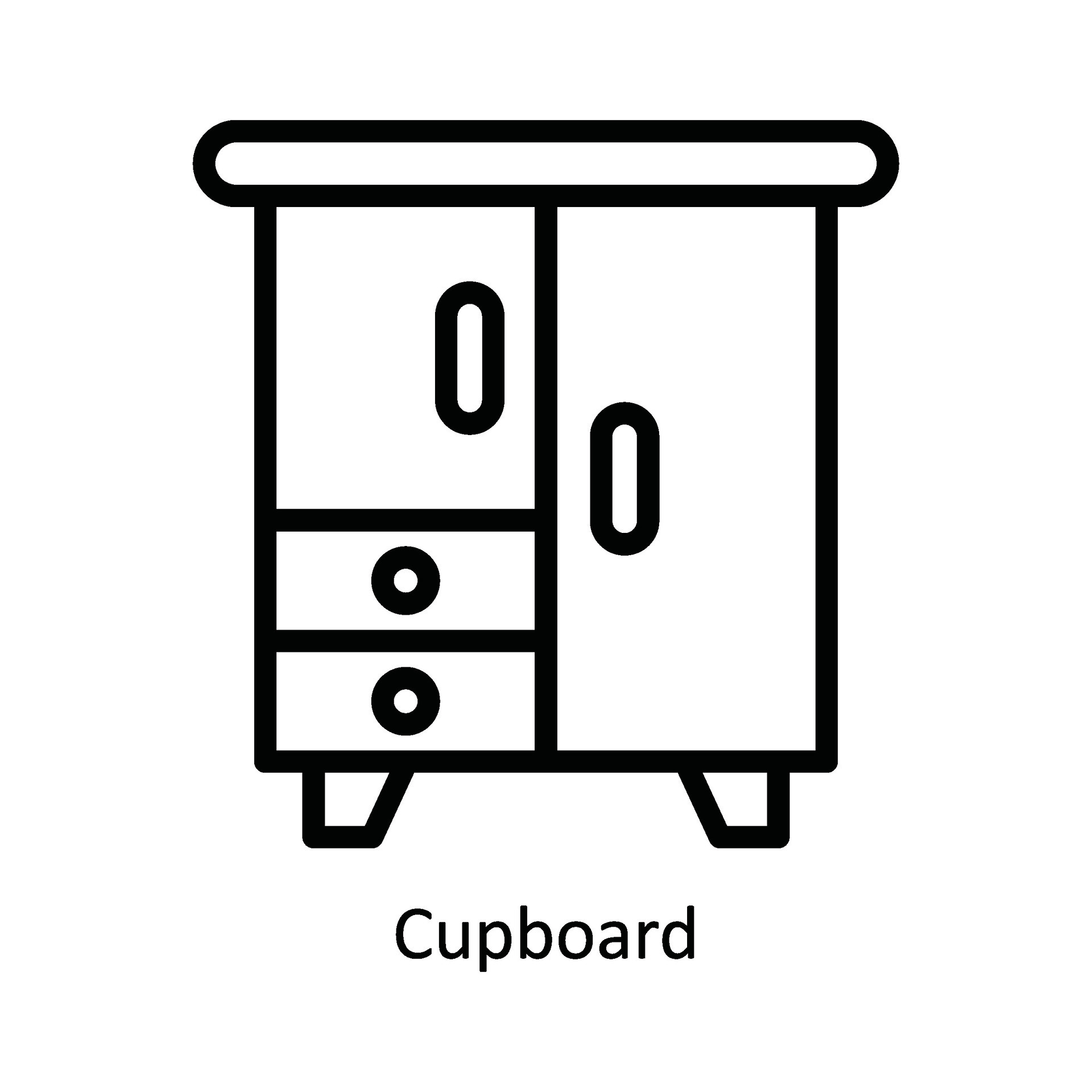 Cupboard Vector outline Icon Design illustration. Kitchen and home Symbol on White background