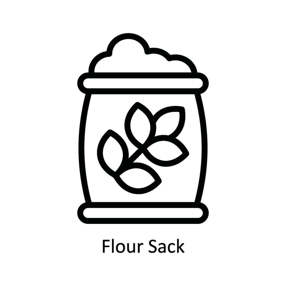 Flour Sack Vector   outline Icon Design illustration. Kitchen and home  Symbol on White background EPS 10 File