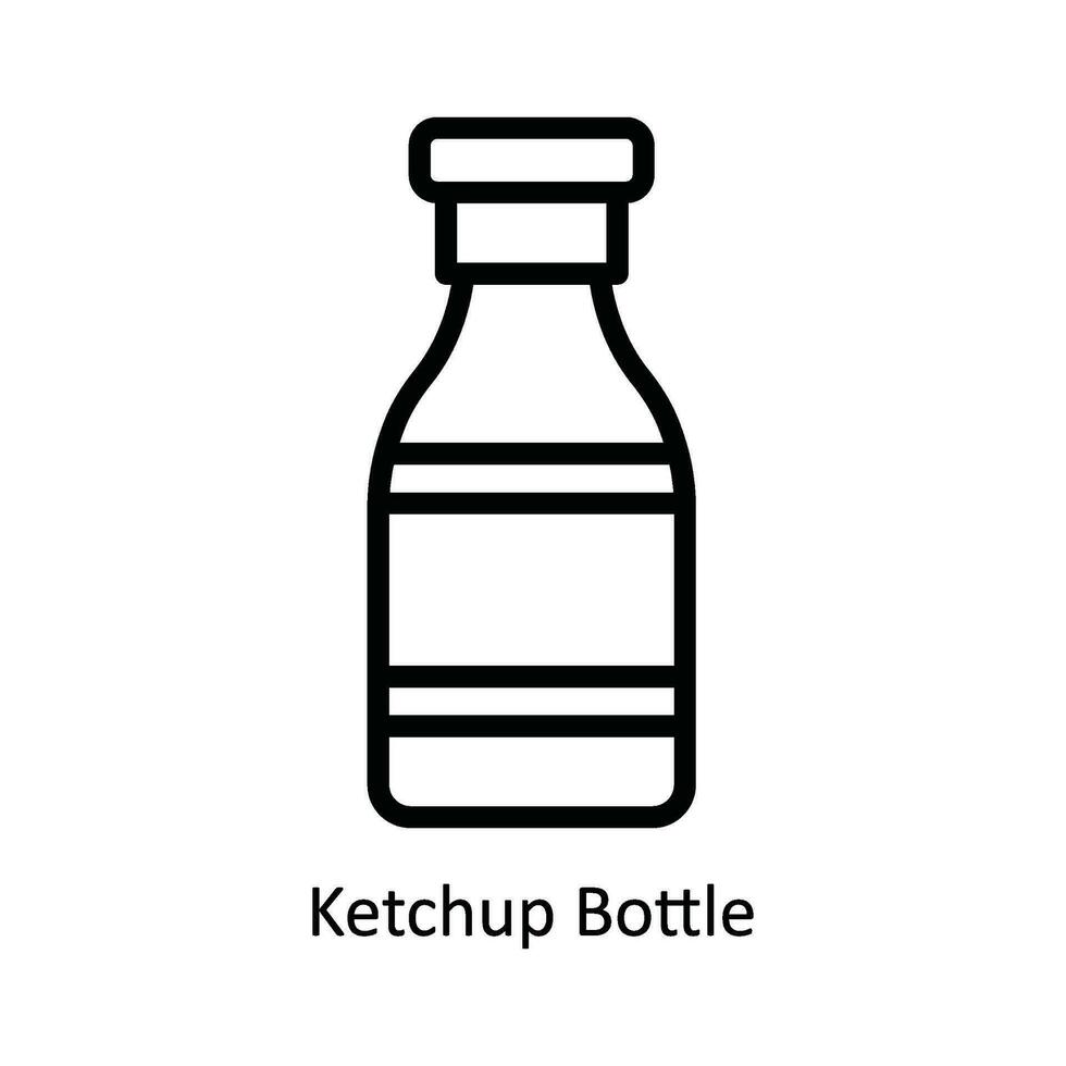 Ketchup Bottle Vector   outline Icon Design illustration. Kitchen and home  Symbol on White background EPS 10 File