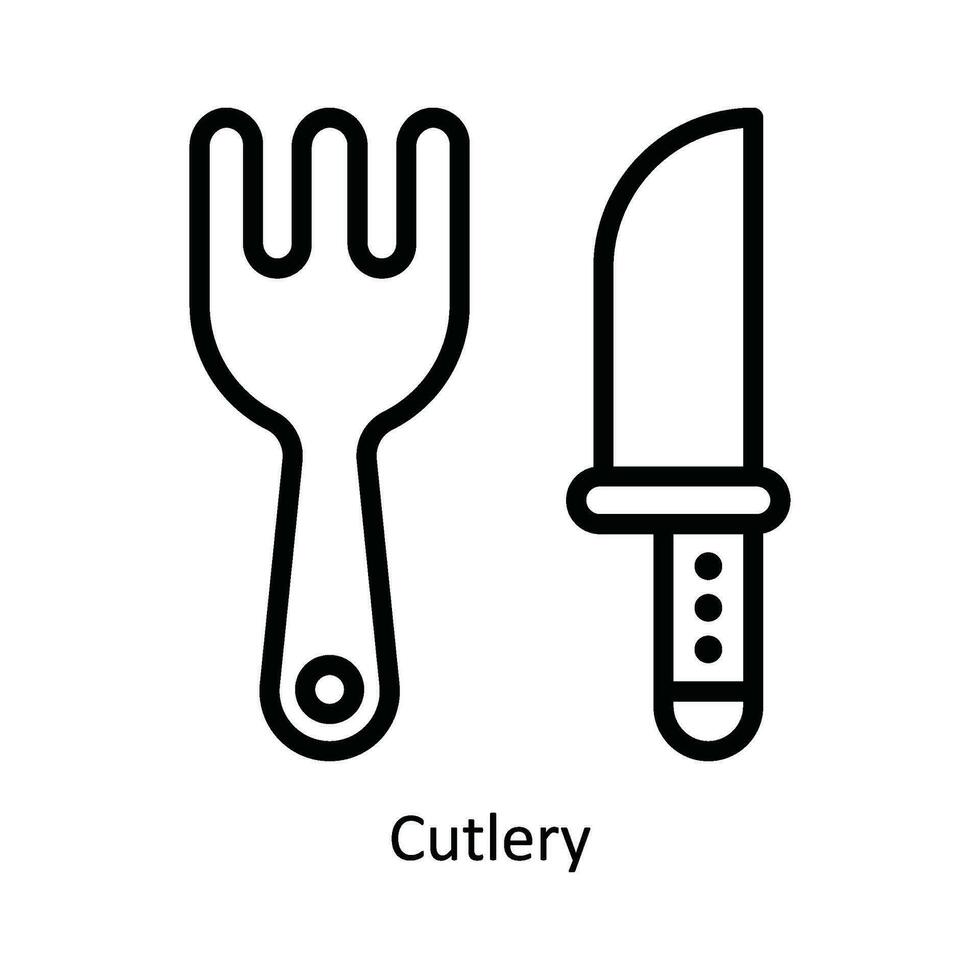 Cutlery Vector   outline Icon Design illustration. Kitchen and home  Symbol on White background EPS 10 File