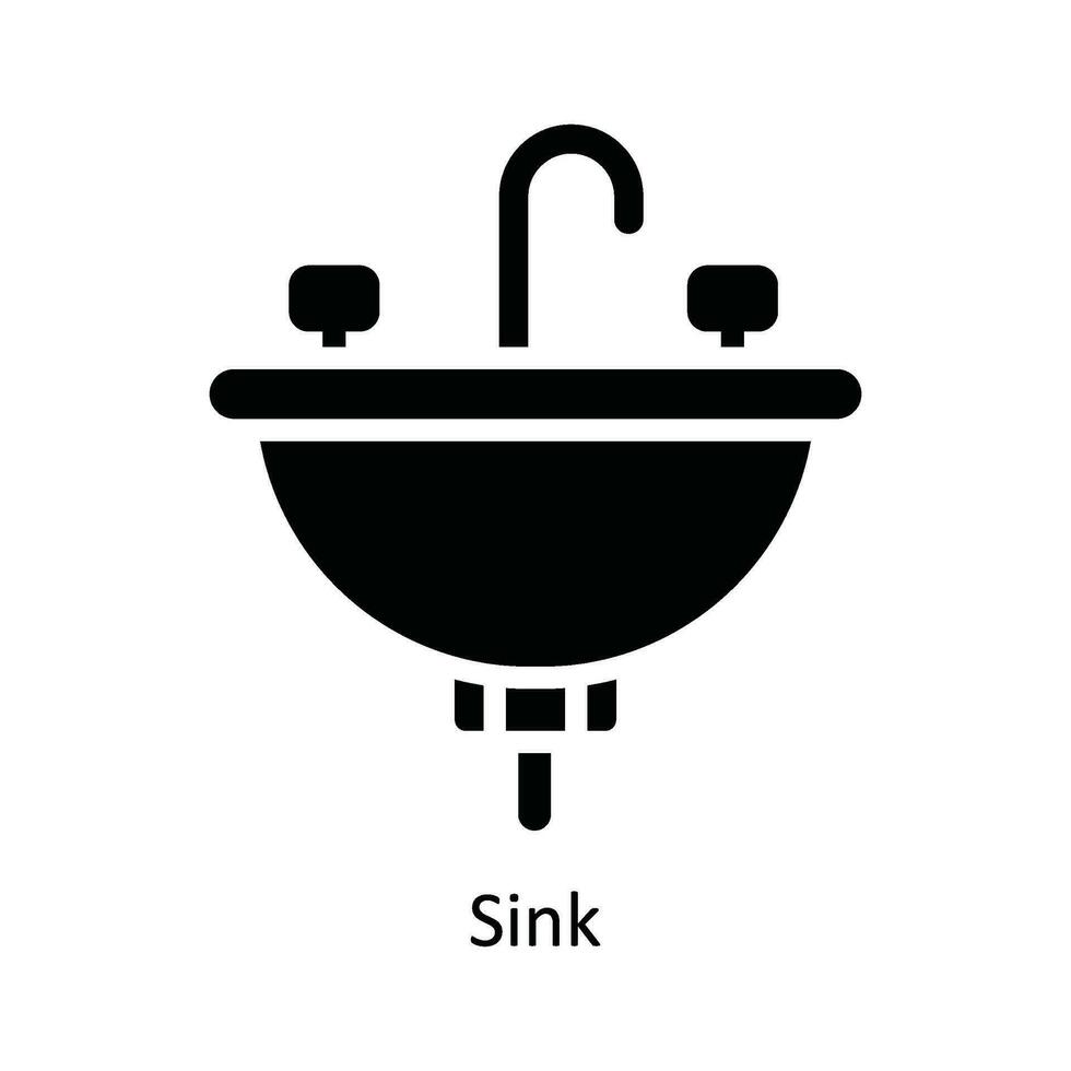 Sink Vector   solid Icon Design illustration. Kitchen and home  Symbol on White background EPS 10 File