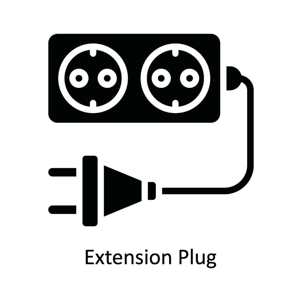 Extension Plug Vector   solid Icon Design illustration. Kitchen and home  Symbol on White background EPS 10 File