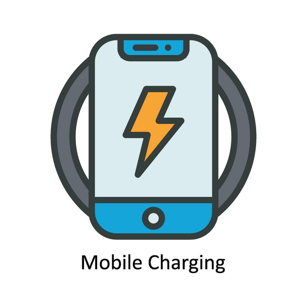 Mobile Charging Vector Fill outline Icon Design illustration. Nature and ecology Symbol on White background EPS 10 File