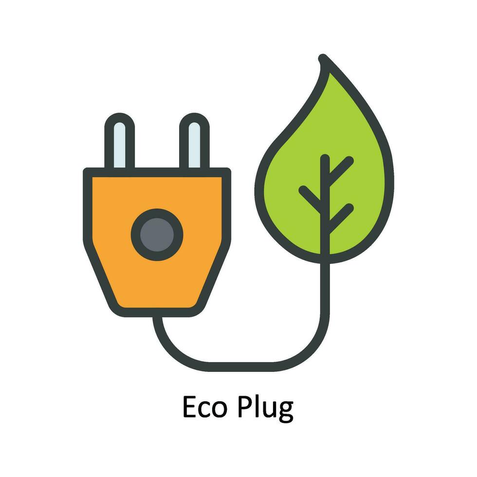 Eco Plug Vector Fill outline Icon Design illustration. Nature and ecology Symbol on White background EPS 10 File