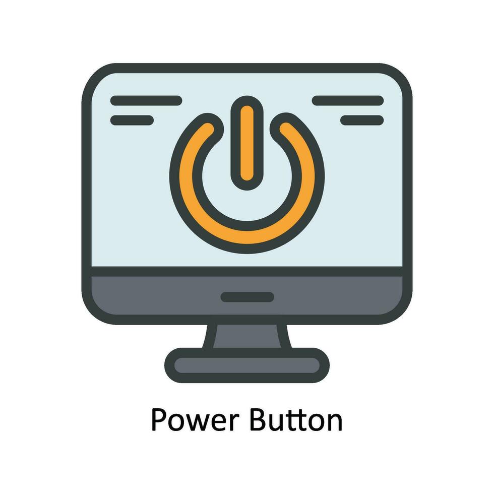 Power Button Vector Fill outline Icon Design illustration. Nature and ecology Symbol on White background EPS 10 File