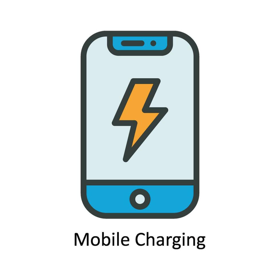 Mobile Charging Vector Fill outline Icon Design illustration. Nature and ecology Symbol on White background EPS 10 File