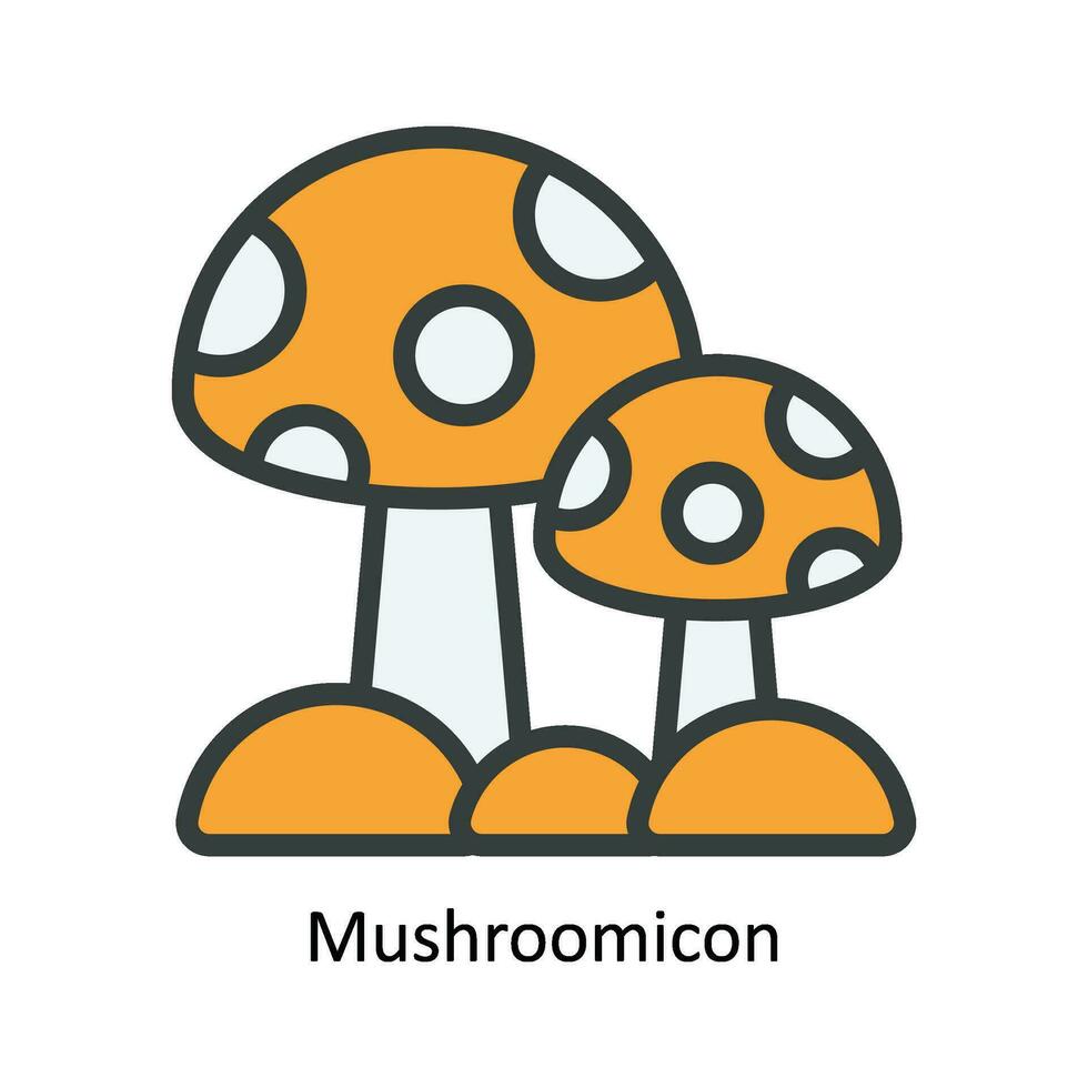 Mushroom Vector Fill outline Icon Design illustration. Nature and ecology Symbol on White background EPS 10 File