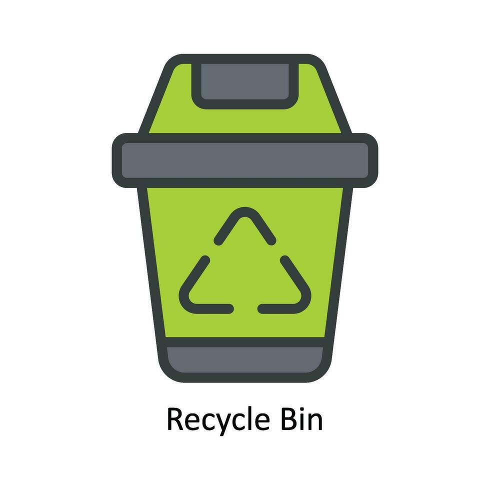 Recycle Bin Vector Fill outline Icon Design illustration. Nature and ecology Symbol on White background EPS 10 File