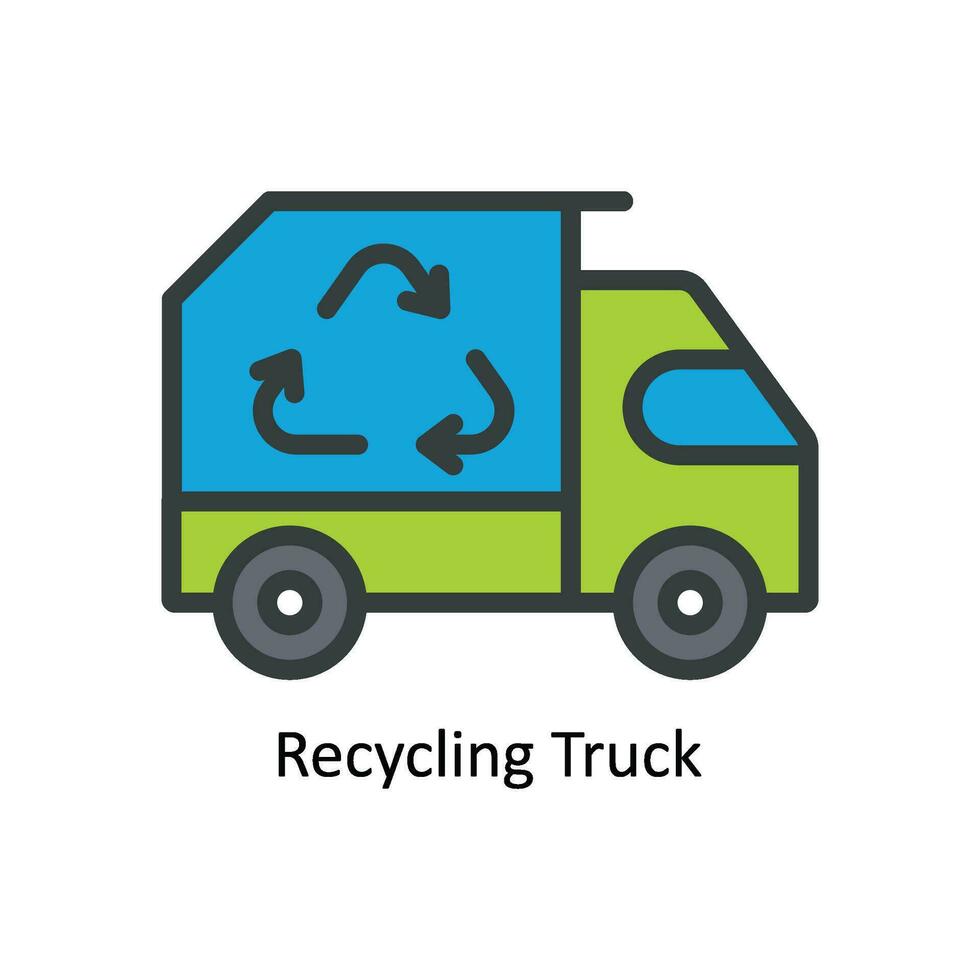 Recycling Truck Vector Fill outline Icon Design illustration. Nature and ecology Symbol on White background EPS 10 File