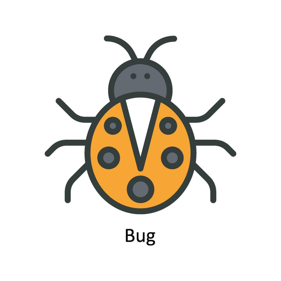 Bug Vector Fill outline Icon Design illustration. Nature and ecology Symbol on White background EPS 10 File