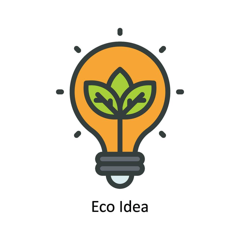 Eco Idea Vector Fill outline Icon Design illustration. Nature and ecology Symbol on White background EPS 10 File