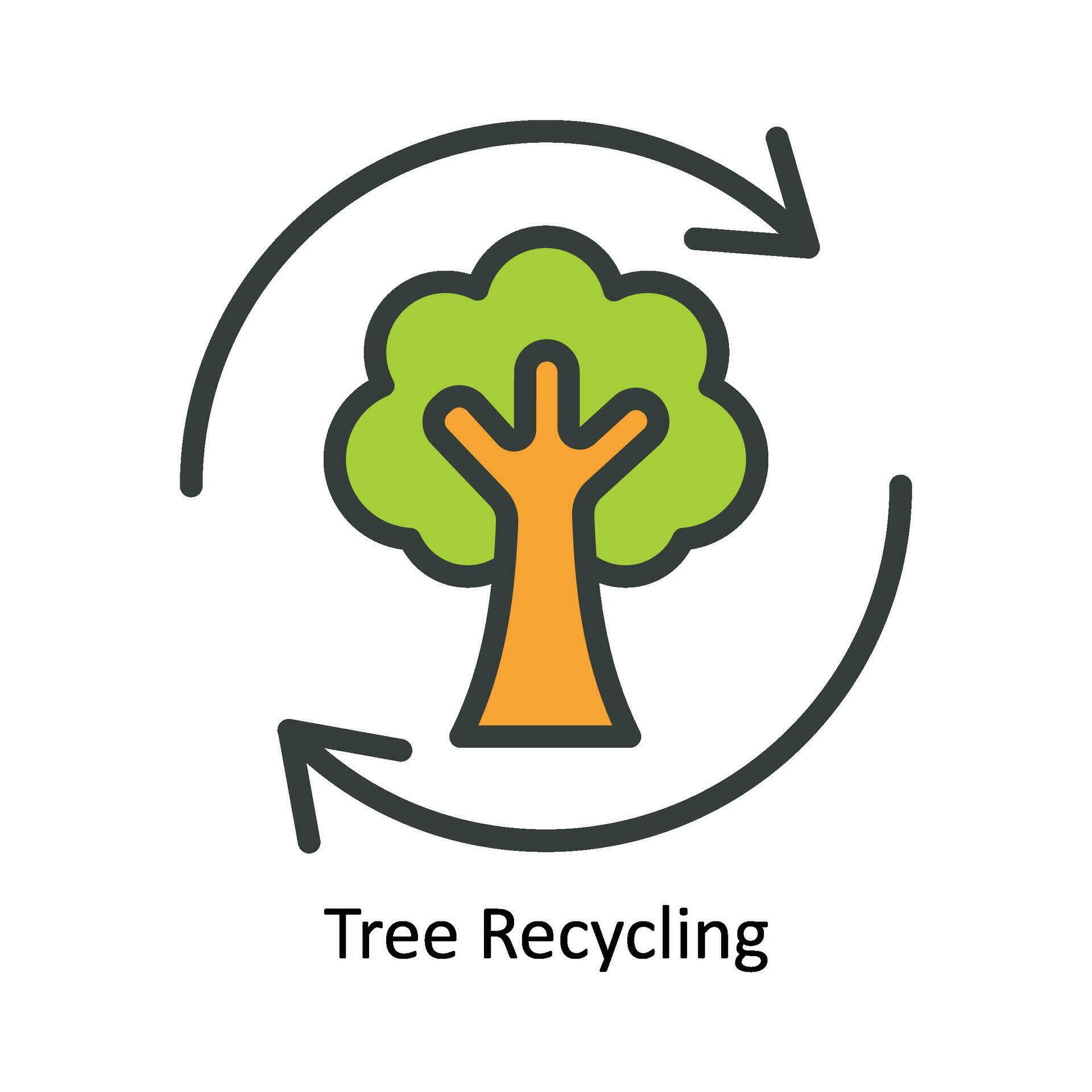 Tree Recycling Vector Fill outline Icon Design illustration. Nature and