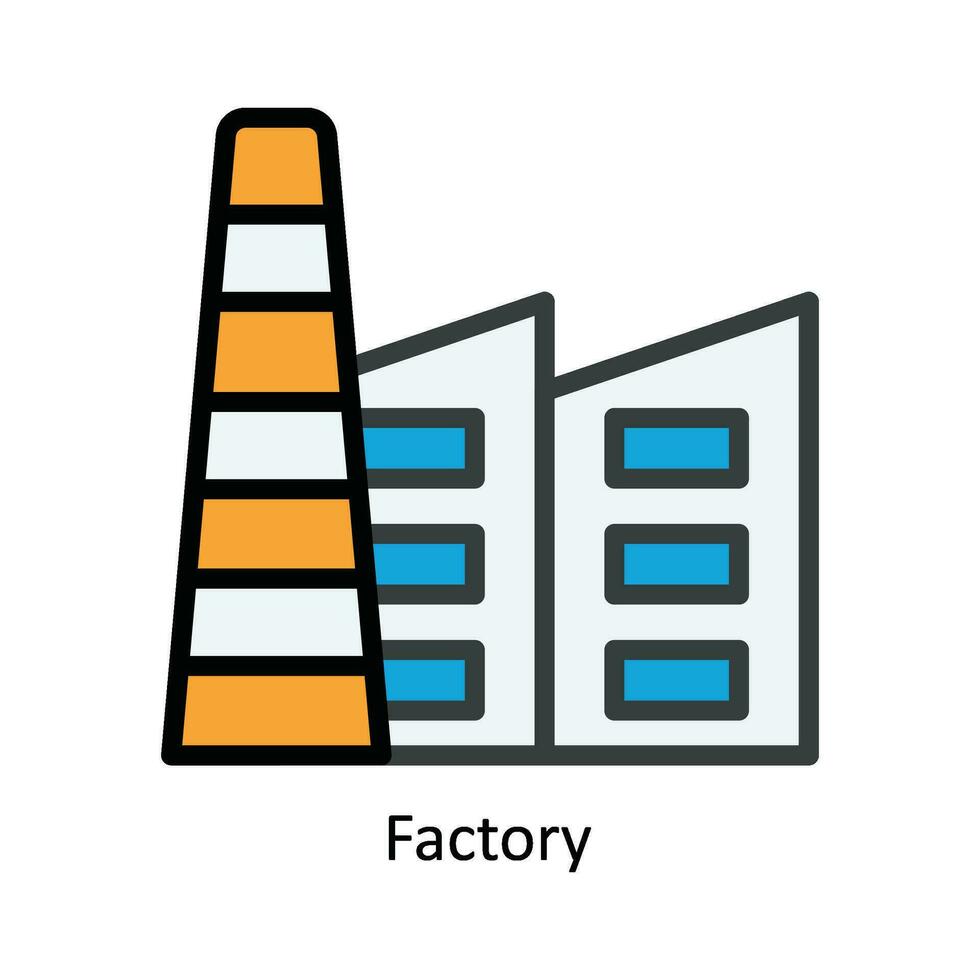 Factory Vector Fill outline Icon Design illustration. Nature and ecology Symbol on White background EPS 10 File