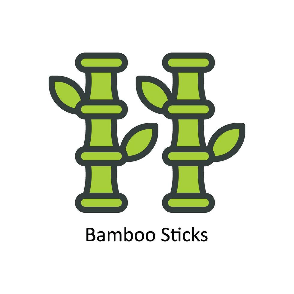 Bamboo Sticks Vector Fill outline Icon Design illustration. Nature and ecology Symbol on White background EPS 10 File