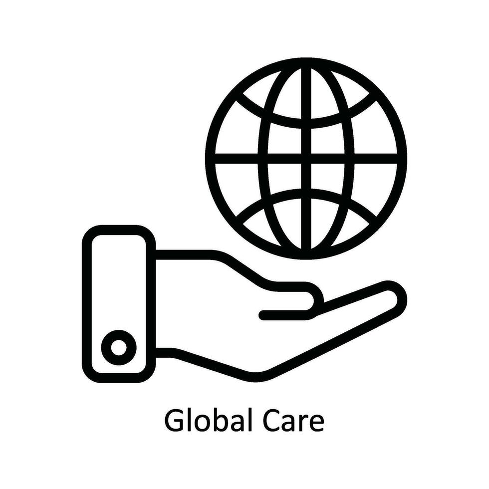 Global Care Vector  outline Icon Design illustration. Nature and ecology Symbol on White background EPS 10 File