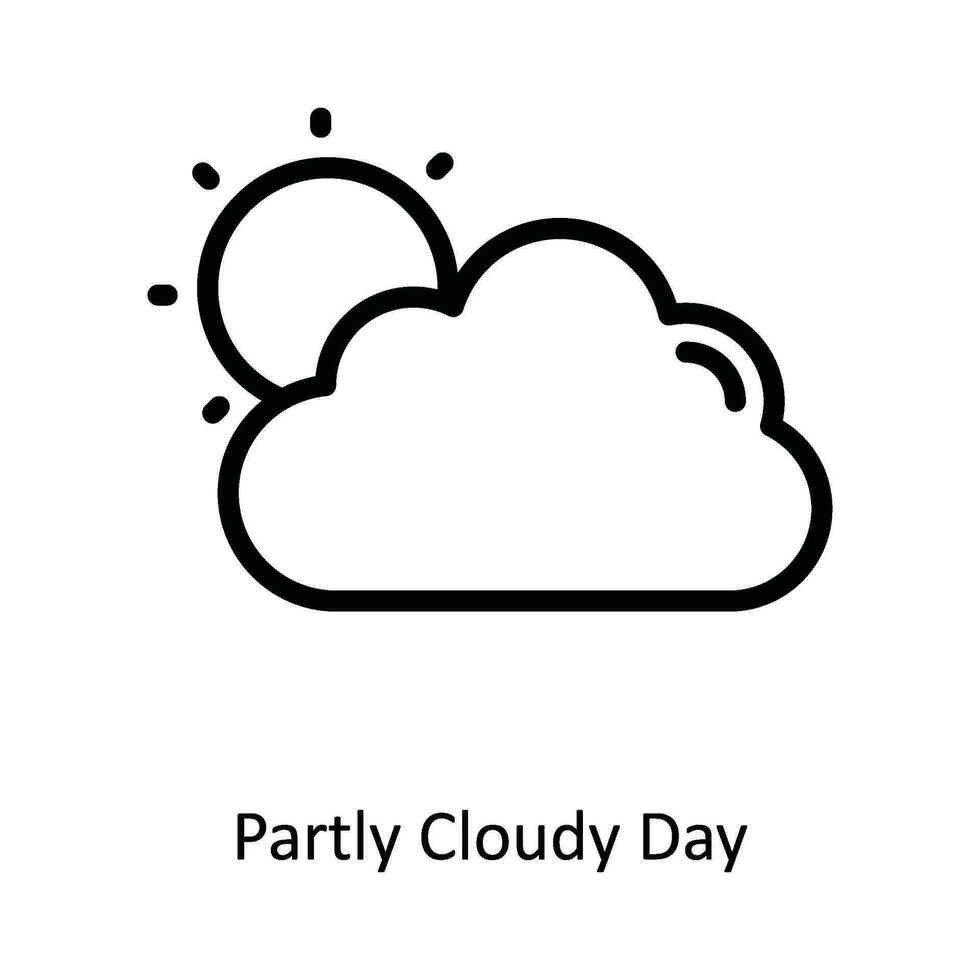 Partly Cloudy Day Vector  outline Icon Design illustration. Nature and ecology Symbol on White background EPS 10 File